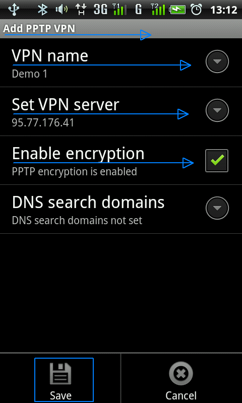 Pas4. - Configurati o noua conexiune VPN PPTP