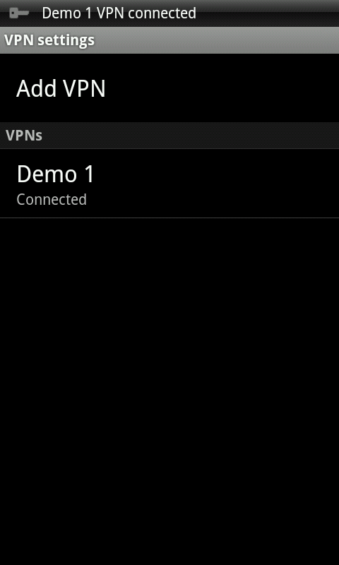 Status conexiune VPN Android