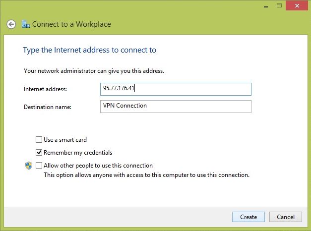 Configurare VPN PPTP pe Windows 8