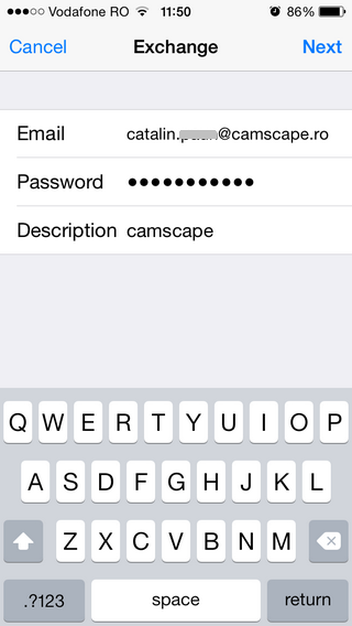 Configurare conturi Exchange- Active Sync pe iPhone
